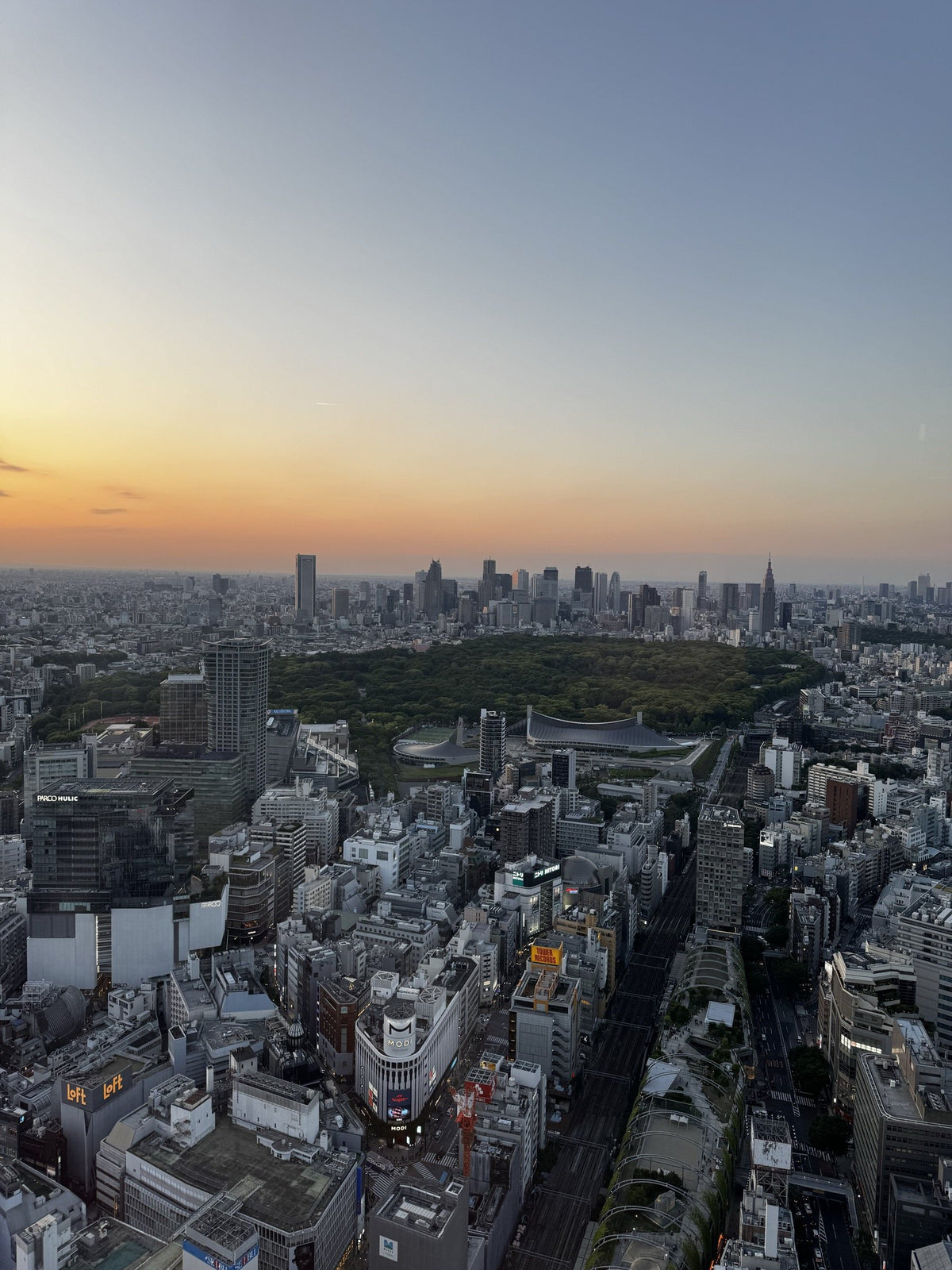 Tokyo skyline at sunset
